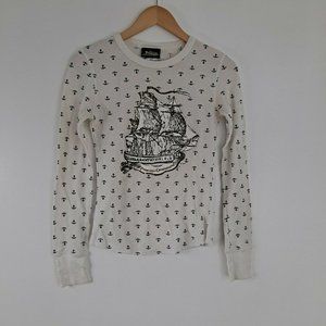Disney's Pirates Of The Caribbean Long Sleeve Thermal Nautical T-shirt youth M